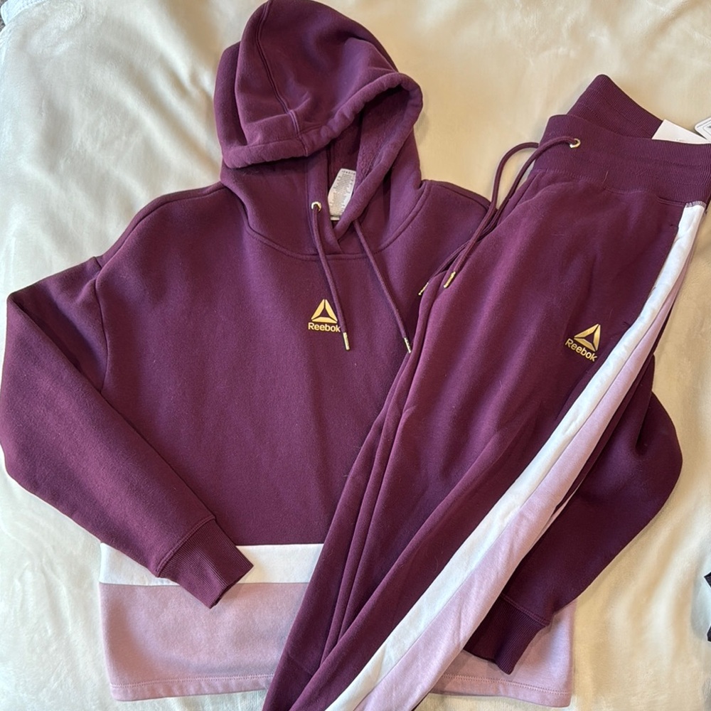 Reebok Purple Sweatpants and Sweatshirt